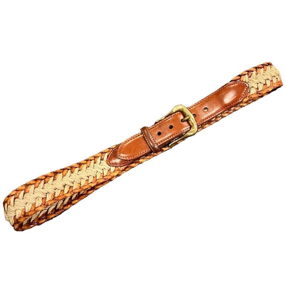 Vintage TORINO Braided Leather brass buckle  size 32 USA made